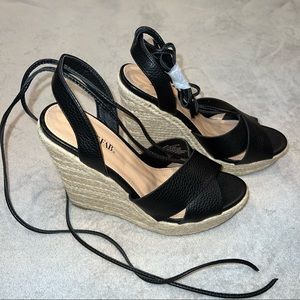 JustFab Wedge with Tie Straps